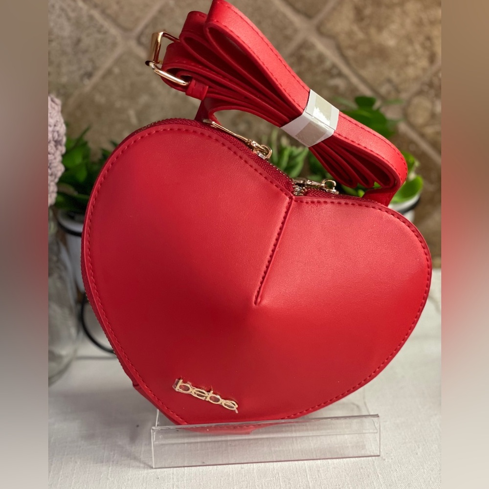 Bebe Bold Red Heart Crossbody Bag